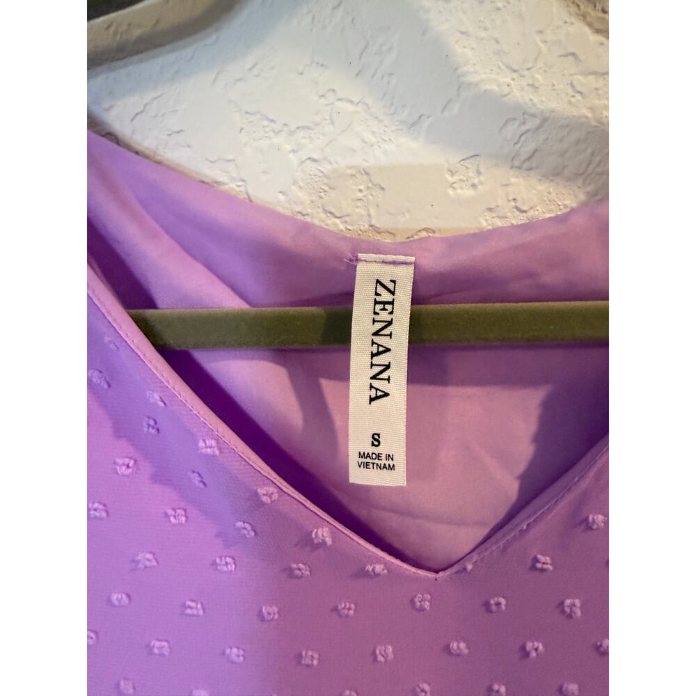 ❤️🔥Zenana Lavender Babydoll Dress Swiss Dot V-Neck Size S EUC - Picture 4 of 9